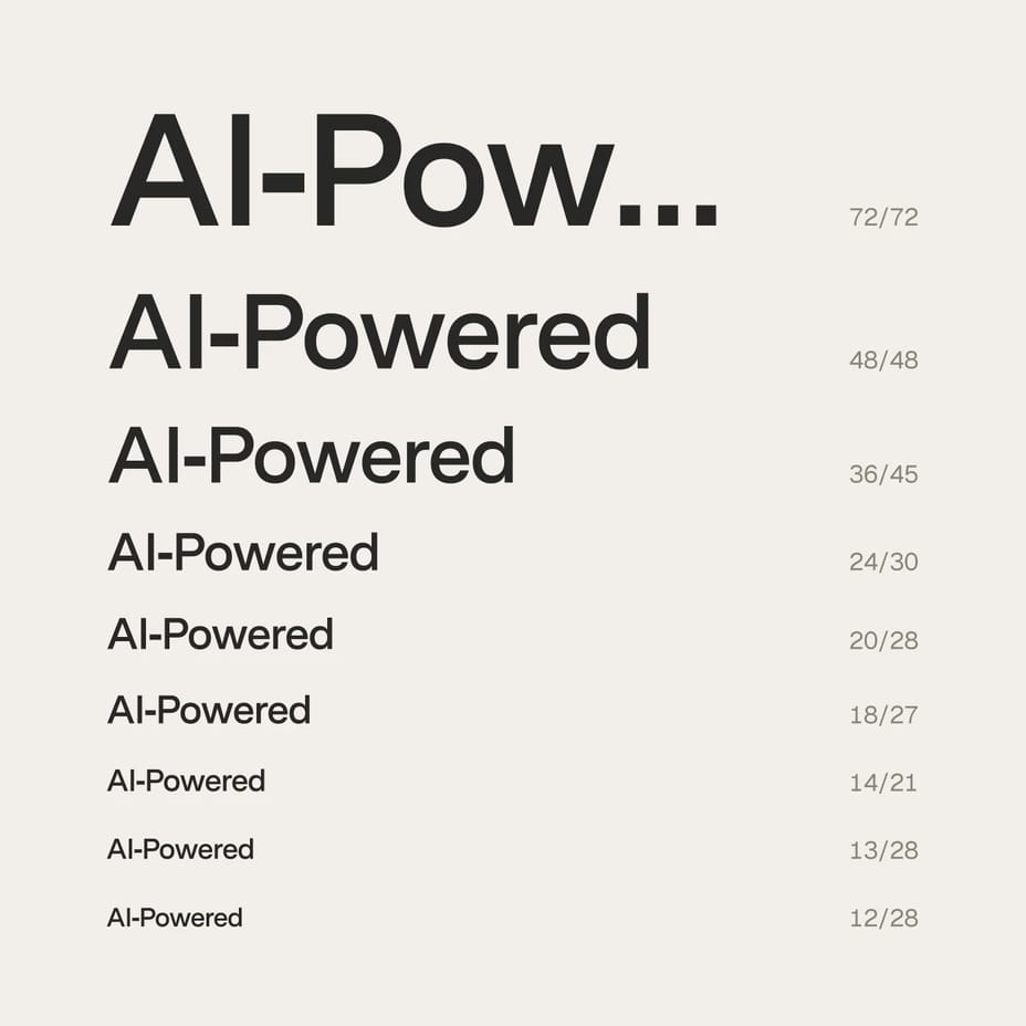 Typografieschaal van GrowthX met AI-Powered in verschillende groottes
