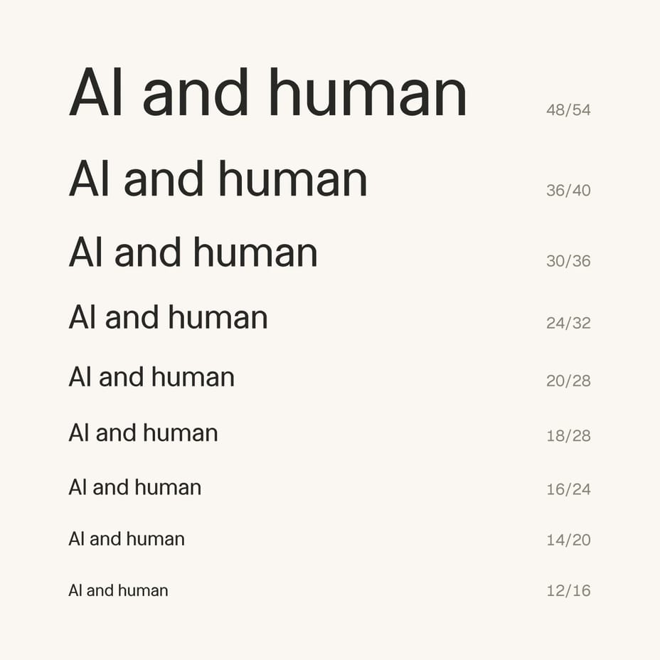 Smith.ai typography scale showing AI and human across multiple text sizes