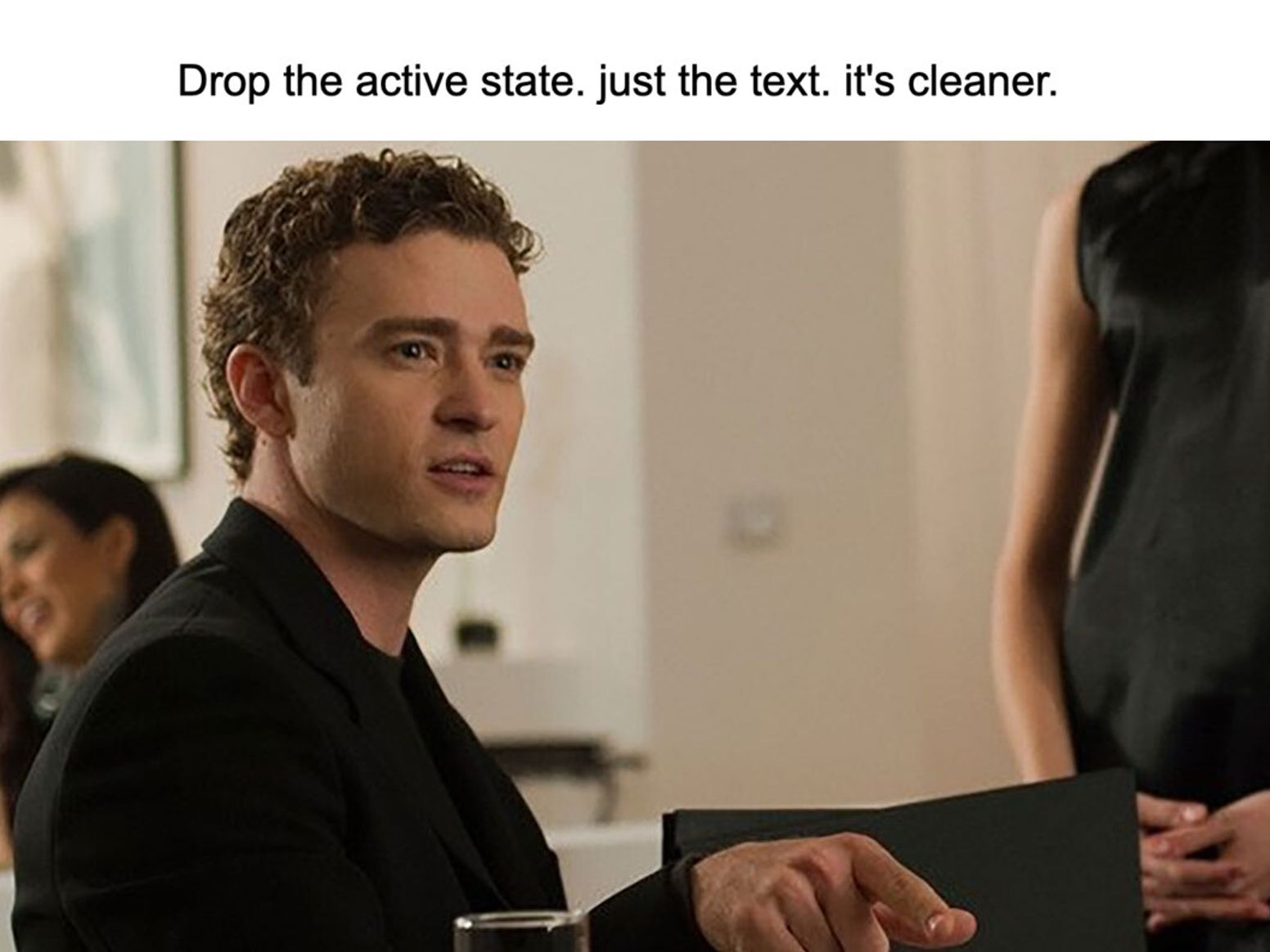 A meme of Sean Parker in The Social Network