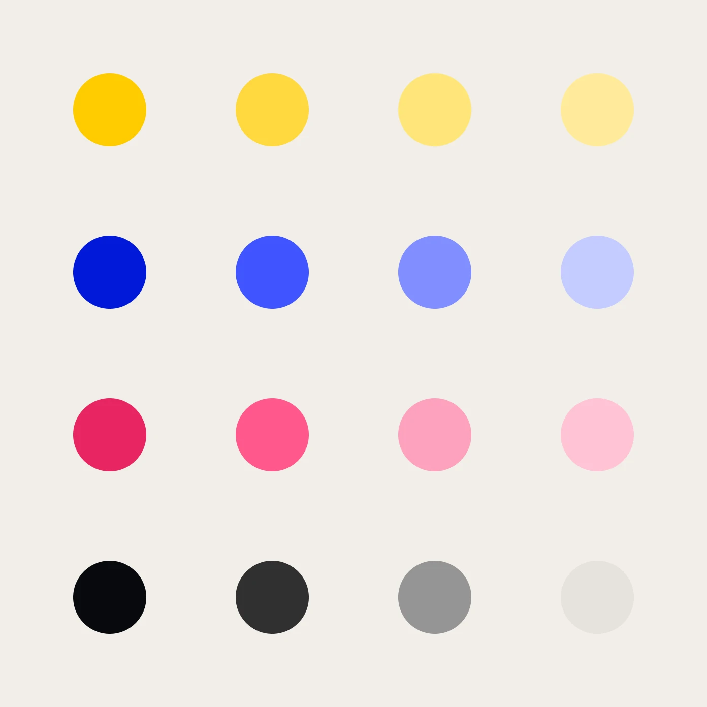 GrowthX color system with yellow, electric blue, pink, black, gray, and paper tones