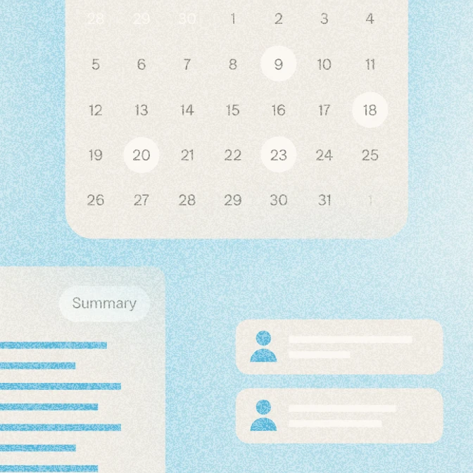 Scheduling and summary interface illustration