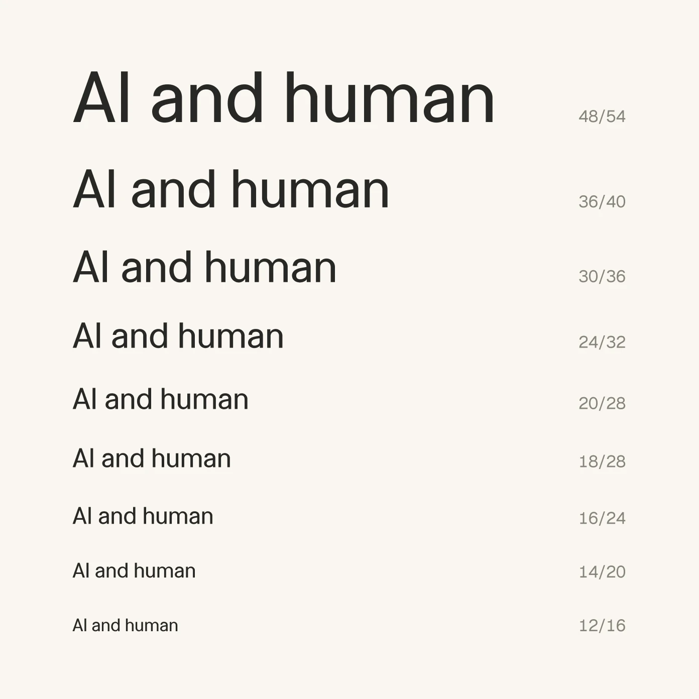 Smith.ai typography scale showing AI and human across multiple text sizes